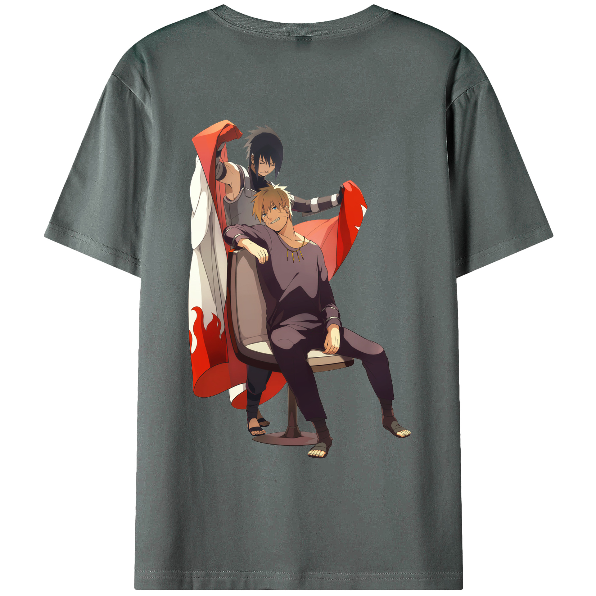 （画像用） NARUTO -ナルト- うずまき ナルト Uzumaki Naruto 綿100％ メンズ半袖Tシャツ（バックプリント） 通気性